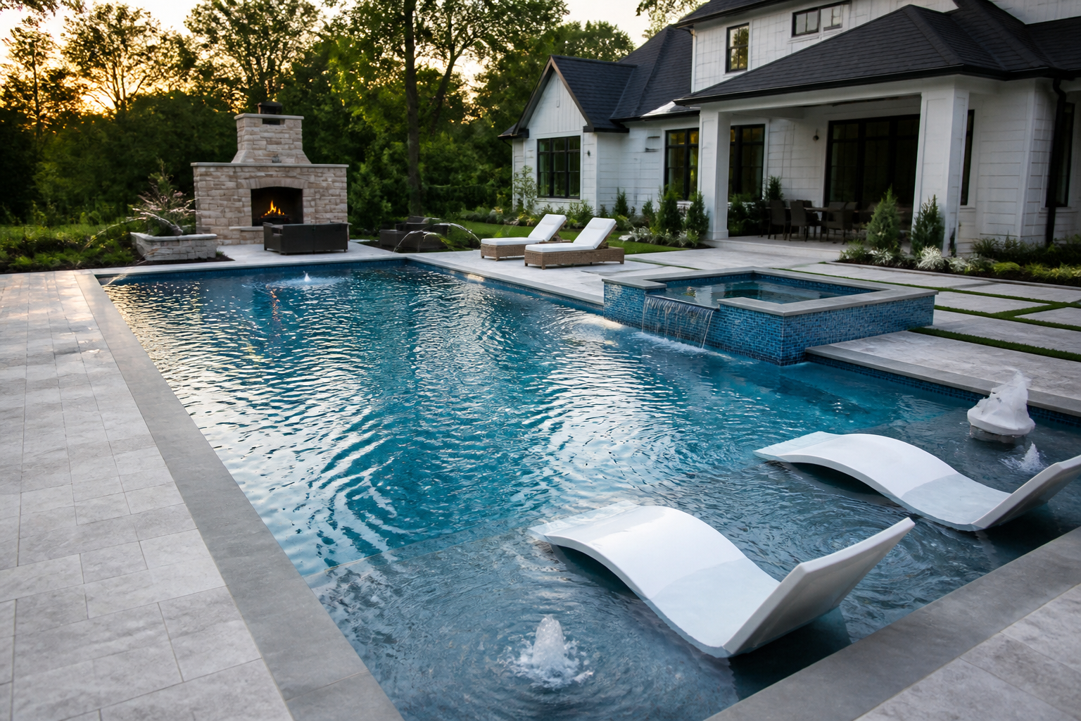 High-end luxury custom inground swimming pool built by a local pool contractor